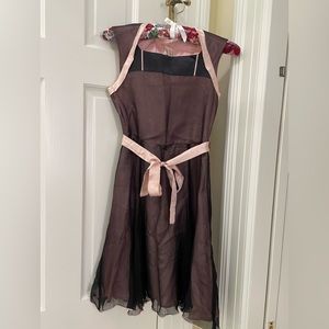 Pale pink silk dress with black chiffon overlay, girl’s size 10